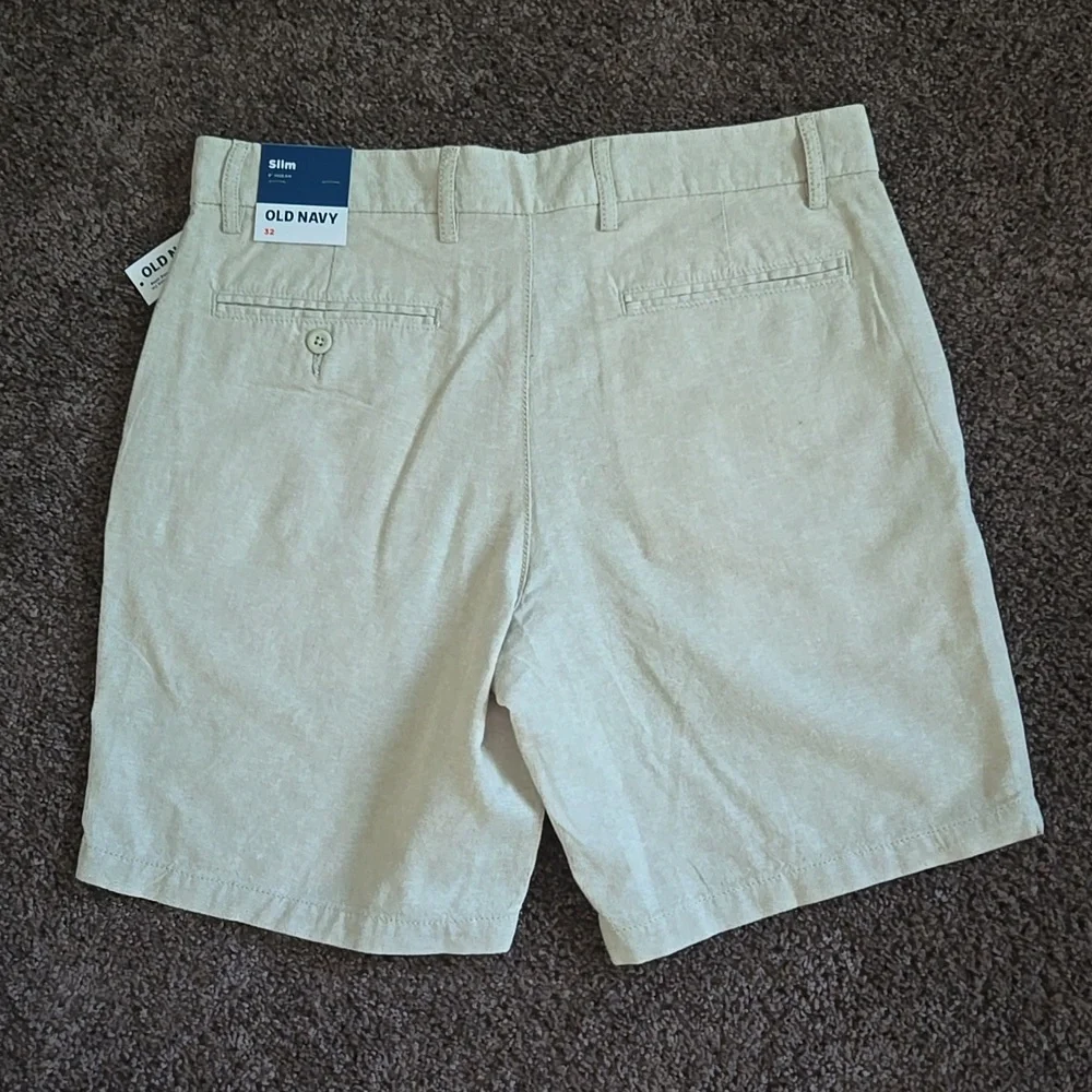 NEW Old Navy Flax Light Beige Linen Blend Shorts 32